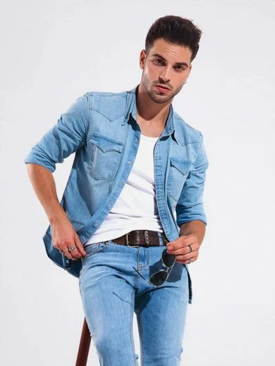 Dark blue classic long sleeves shirt - 49 390x520 - Dark blue classic long sleeves shirt