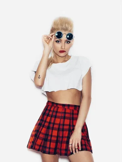 White short checkered T-shirt & skirt - 3 1 - 9789401614283-2